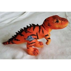 Jurassic World T Rex Plush Dinosaur 12 inches Orange Black Toy Tyrannosaurus